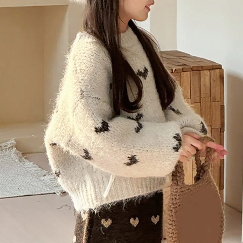 

Вязаный свитер для девочек: весенне-осенний, зимний, с длинным рукавом, с сердечками, для малышей и детей постарше