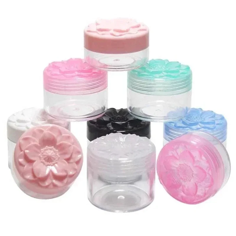 Conteneurs de crème vides en plastique, 10/15/20g, avec bouchons à vis en forme de Sakura, bouteille rechargeable, Pot de maquillage cosmétique, 10 pièces