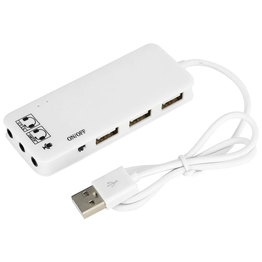 Portable 3-Port USB 2.0 USB 2.0 Hub 7.1CH Plug and Play Multi Port Splitter USB 2.0 Splitter Gaming Setup