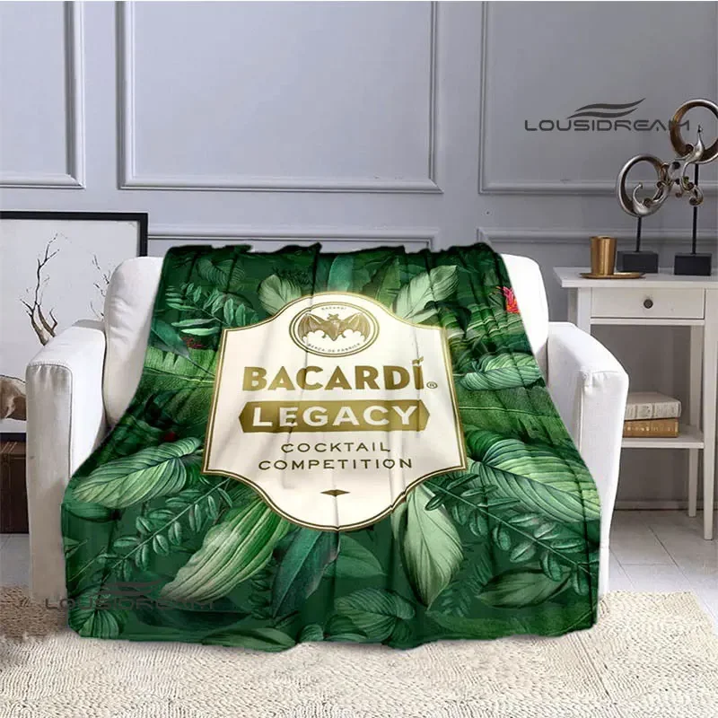 Bacardi wine logo print blanket children warm beautiful flannel soft and comfortable home travel blanket birthday gift