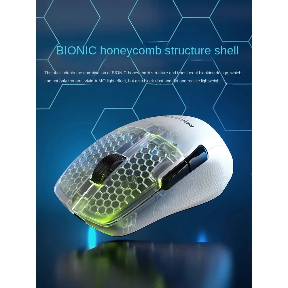 ROCCAT KONE PRO AIR Mouse 2.4G Wireless Pro Edition Tri-Mode Gaming Macros Pubg Gaming RGB Titan Switch Capas biônicas ópticas