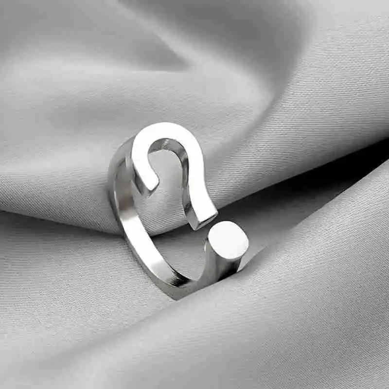 Simple Fashion Gold Silver Color Geometric Question Mark Adjustable Ring Exquisite Jewelry Ring For Women Party Wedding Gift