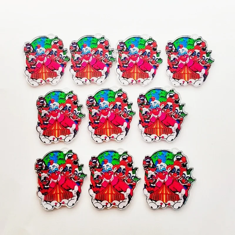 10pcs acrylic cartoon clown pendant, DIY jewelry accessories, jewelry making earrings, necklaces, keychains image 4