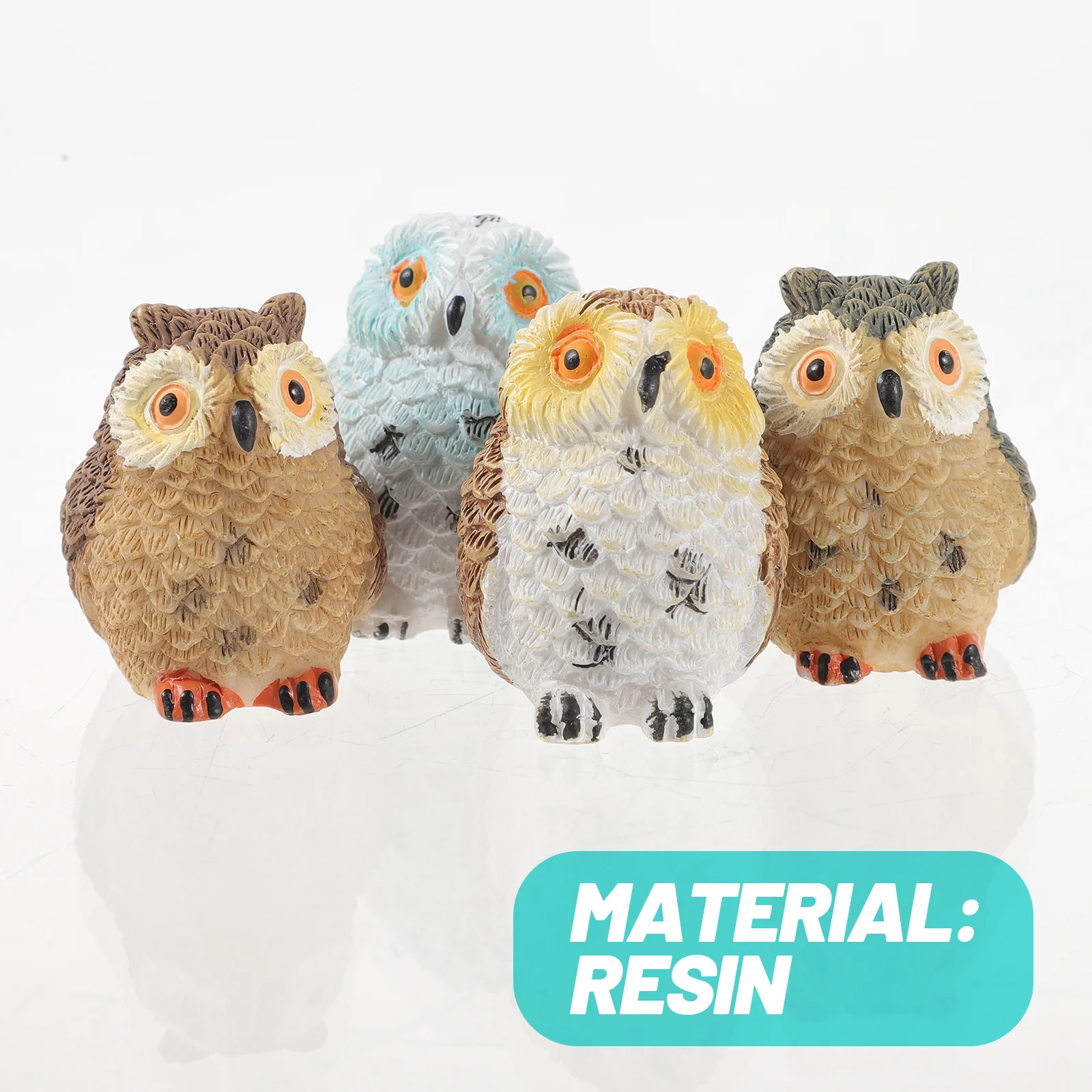 

4pcs Resin Owl Decoration Lifelike Micro Landscape Animal Ornament For Home Garden Decor Resin Animal Crafts Mini Landscape