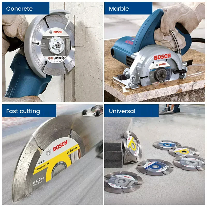 Bosch Universal Diamond Cutting Discs Circular Marble Saw Blades for Cutting Stone Reinforced Concrete 105/110/125/180Mm Wheels