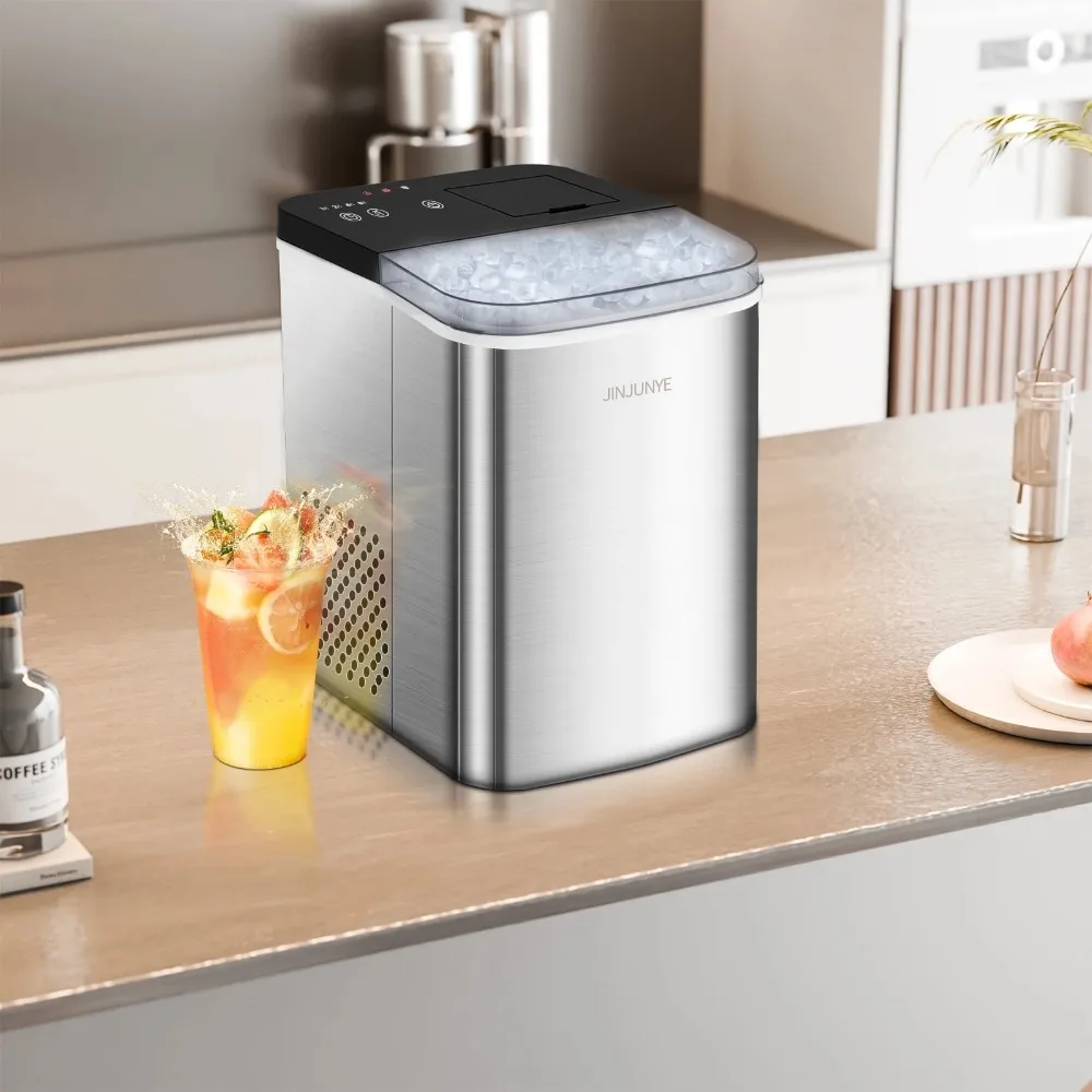 Ice maker countertop, portable chewing ice machine with timer, 40 pounds/24 hours, self-cleaning