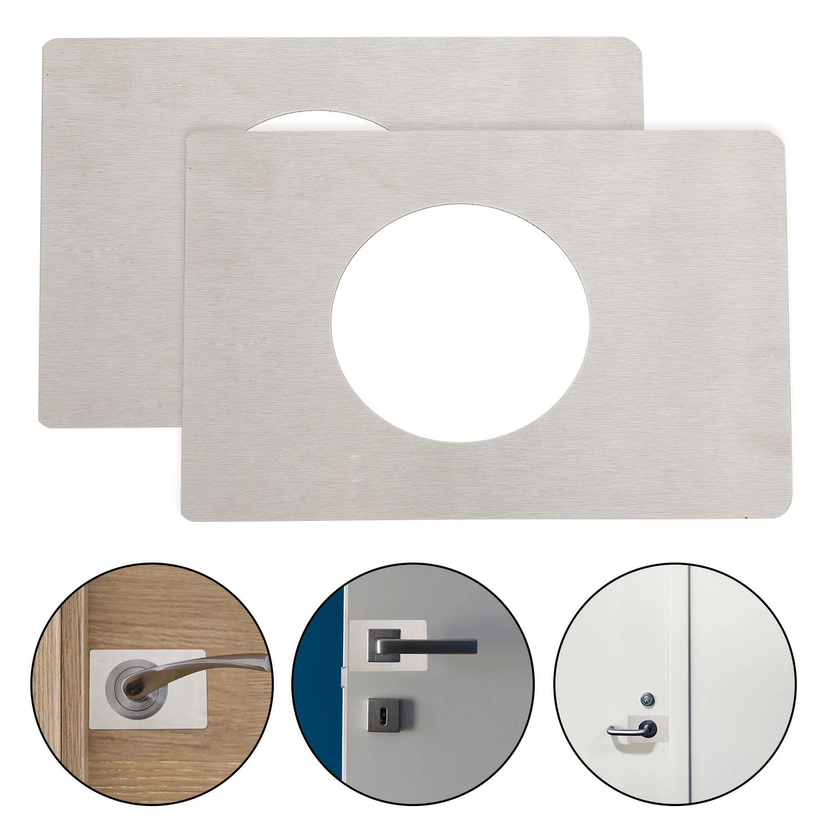 

2pcs Door Repair Board Knob Plates Fixing Reinforcement Stainless Steel Suite Metal Latch Support Door Strike Plate Filler