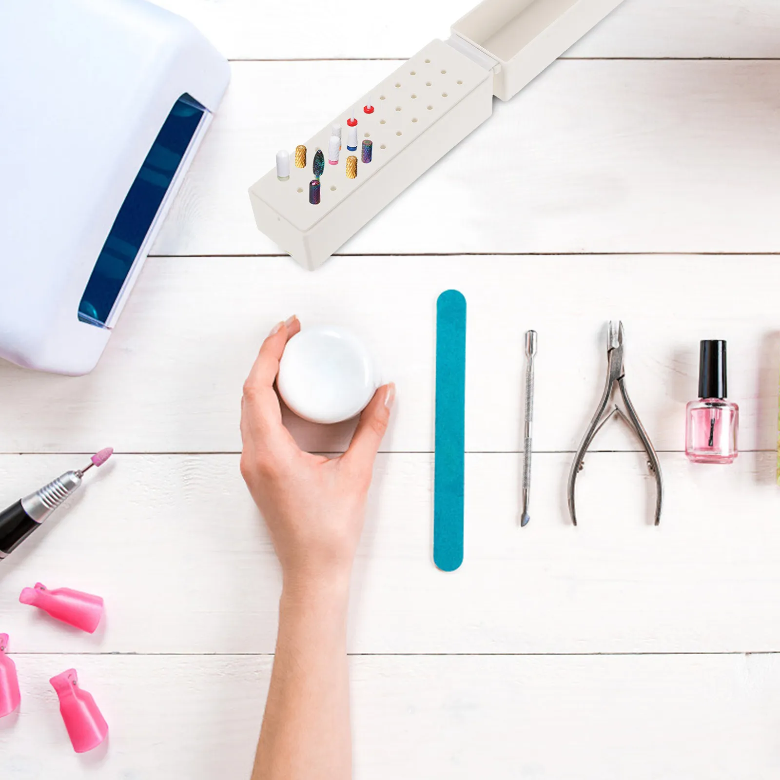 

2Pcs Nail Drill Bits Case 30-Hole Nail Art Drill Holder for Grinding Heads Sturdy Plastic Construction Prevent Dirt Loss Gift