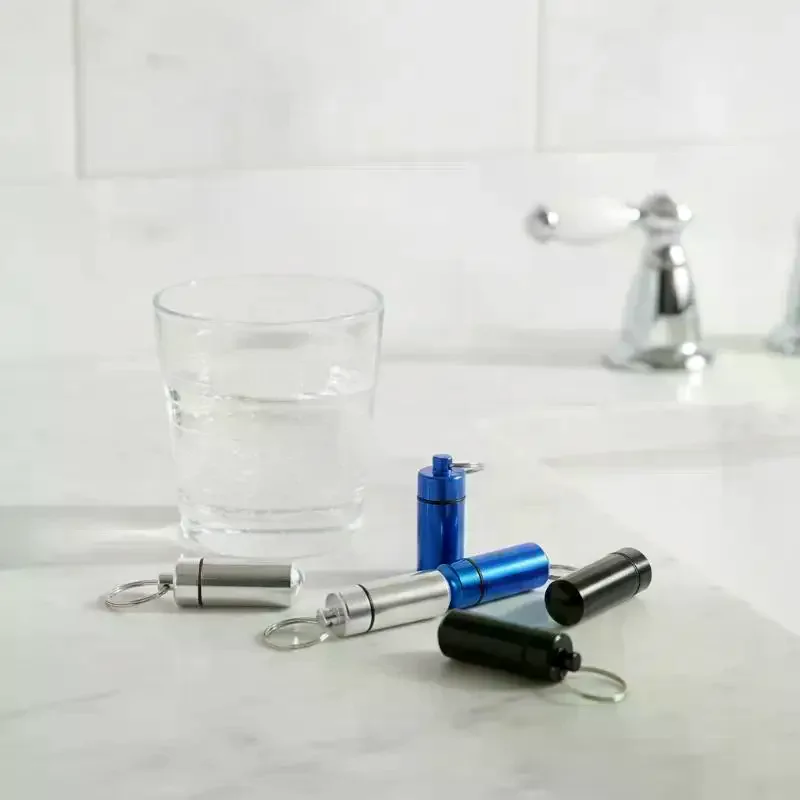 Aluminium Household Storage Sets With Telescopic Spoon Water-proof Bottle Stash Sealing Keychain Container