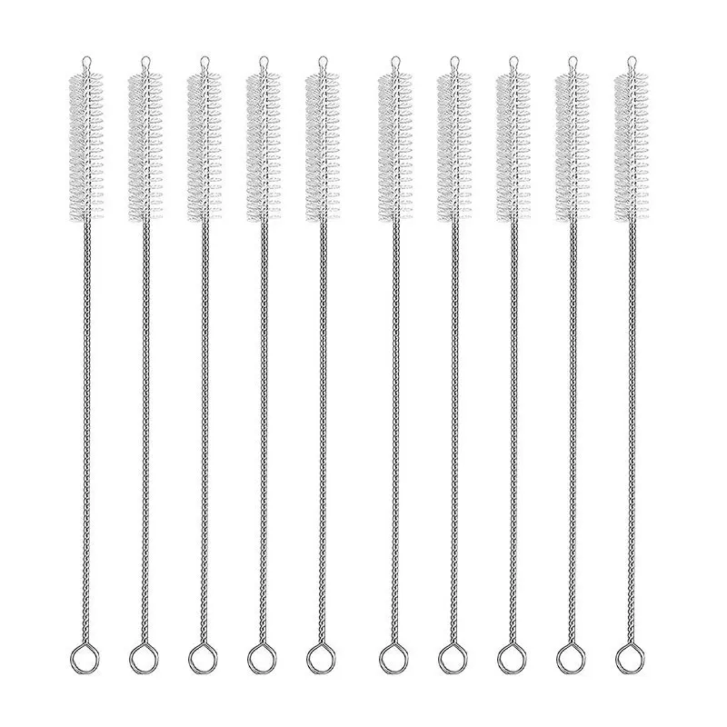 Escovas de limpeza do cabelo macio inoxidável, tubo de sucção, ferramentas do tanque de peixes, garrafa de palha, escova longa, 1 Pc, 5 Pcs, 10Pcs