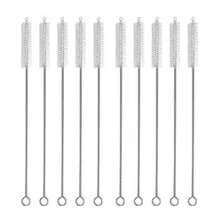 Escovas de limpeza do cabelo macio inoxidável, tubo de sucção, ferramentas do tanque de peixes, garrafa de palha, escova longa, 1 Pc, 5 Pcs, 10Pcs