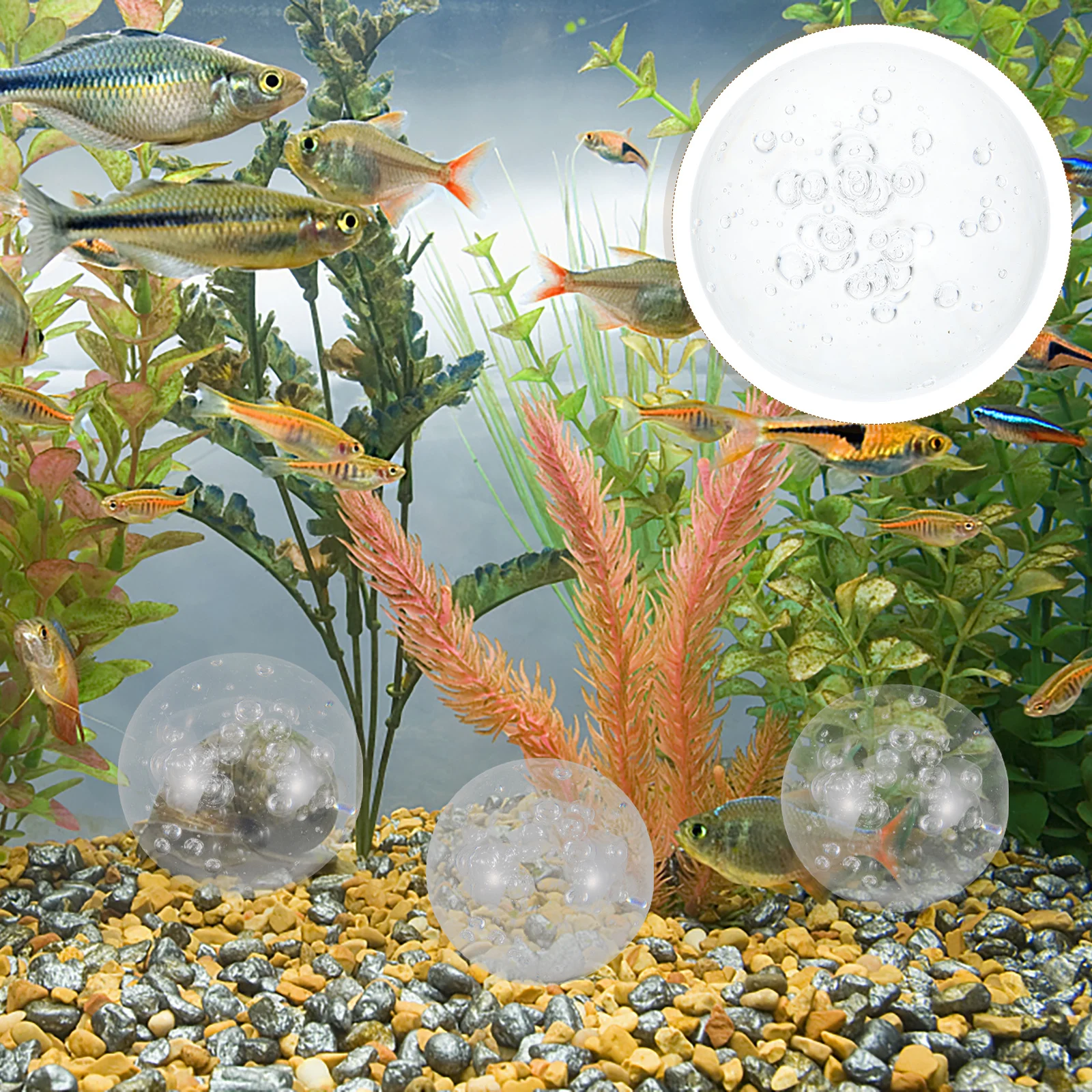 

2Pcs Fountain Glass Bubble Globe Crystal Balls Decorative Indoor Outdoor Tabletop Sphere Orbs for DIY Fish Tank Centerpiece