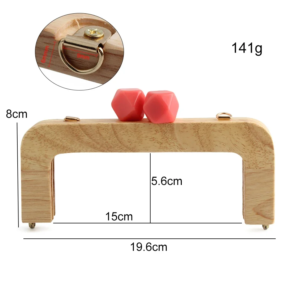 20cm Wooden Bag Handle Frame Handbag Purse Wood Frames Clamp Kiss Lock Clutch Wallet Closure Brackets Bag DIY Accessories Parts