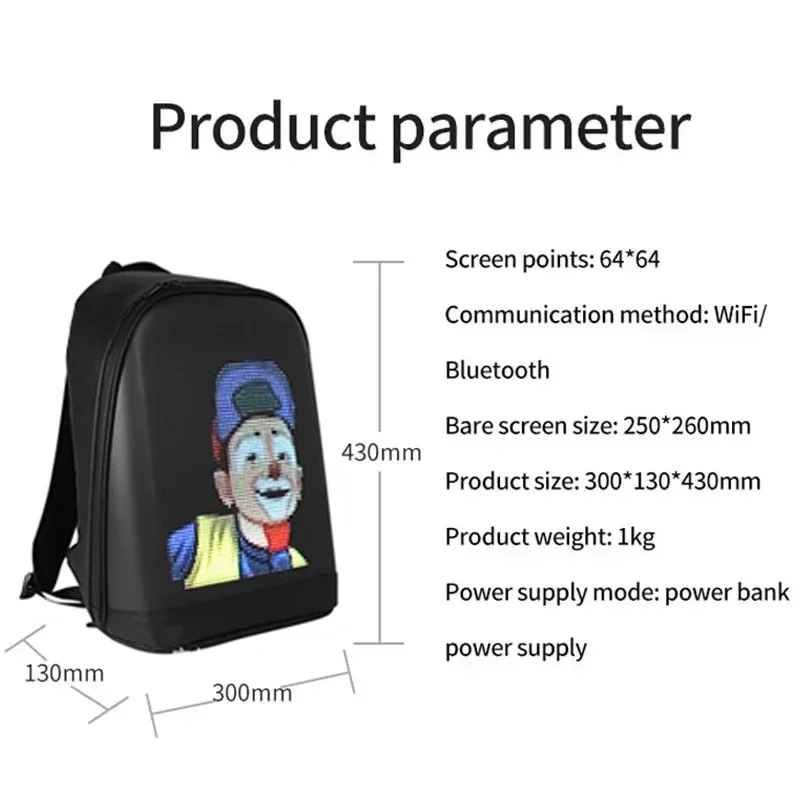 LED WiFi Version Smart Phone Control LED Screen Dynamic Fashionable 3.0 Waterproof Backpack Motorcycle Laptop Cycling Backpack