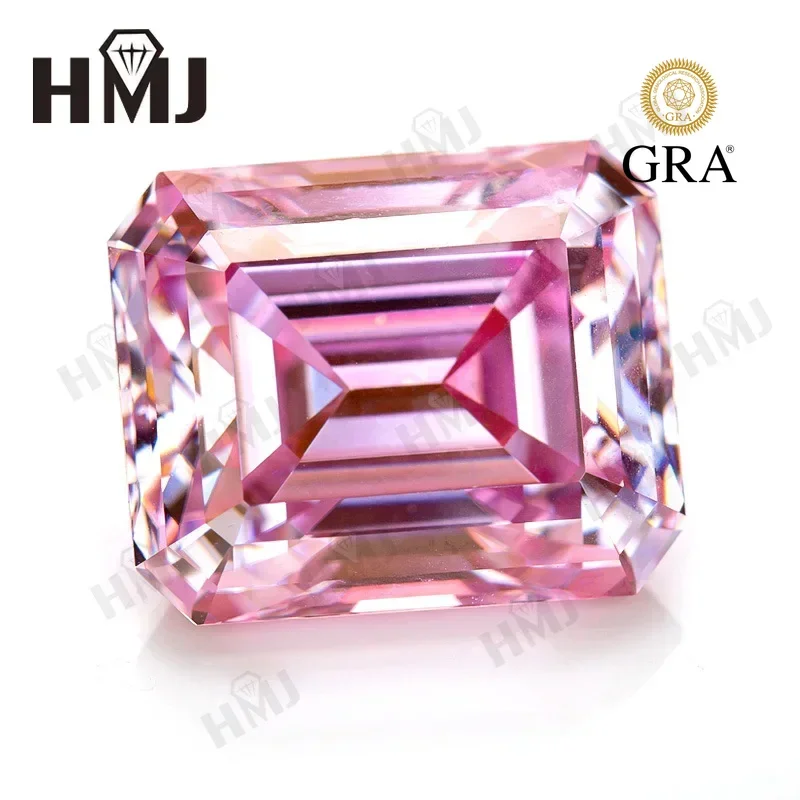 Moissanite Stone Brilliant Emerald Cut Light Pink VVS1 Lab Created Diamond GRA Certificate Charms Jewelry Rings Earrings Making