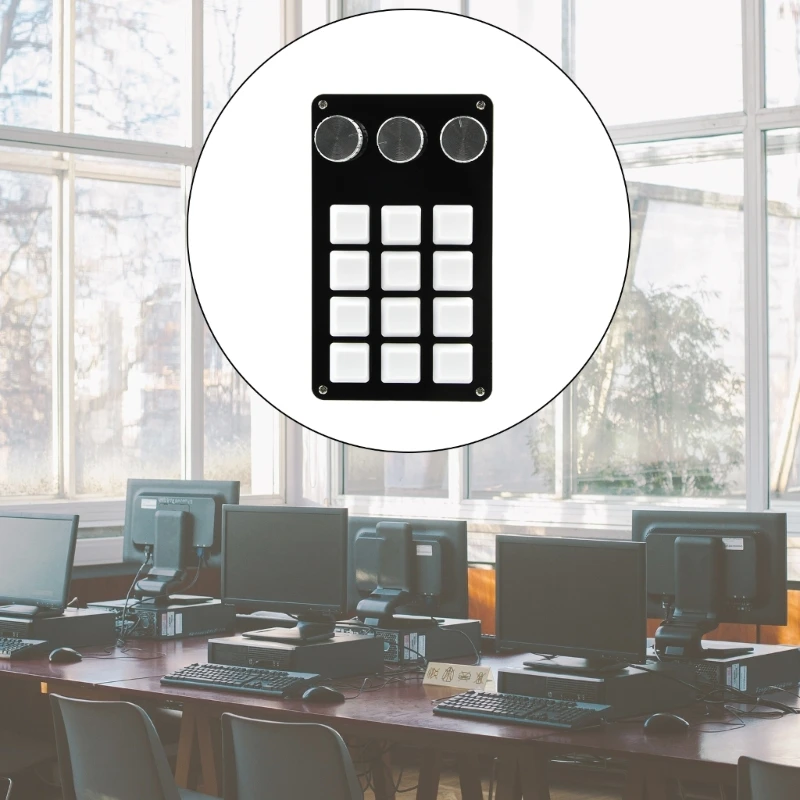 Macropad teclado 12 teclas com teclado programação 3 botões para edição vídeo jogos