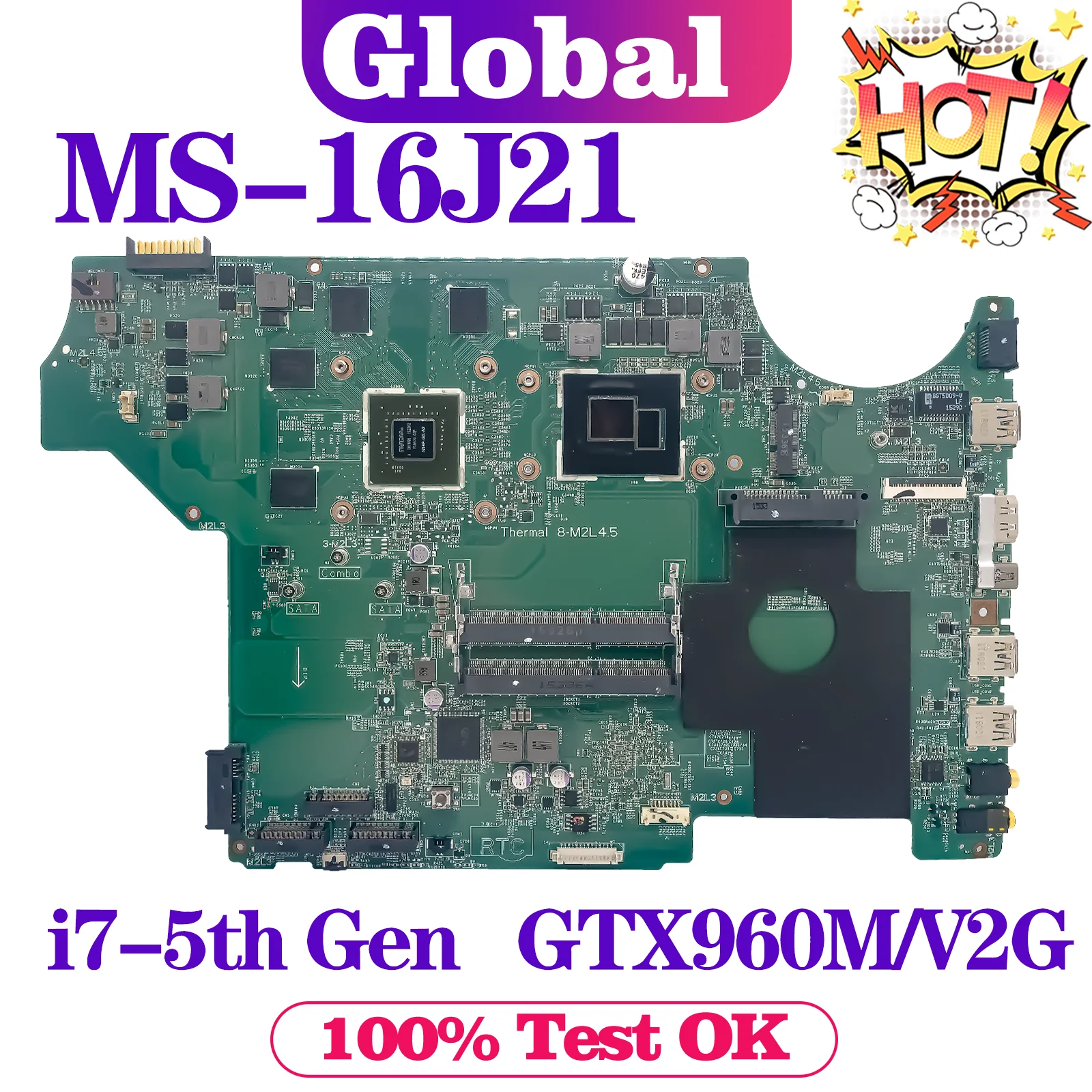 KEFU Mainboard For MSI GE62 PE70 2QD MS-16J2 MS-16J21 Laptop Motherboard i7 5th Gen GTX960M/V2G DDR3L