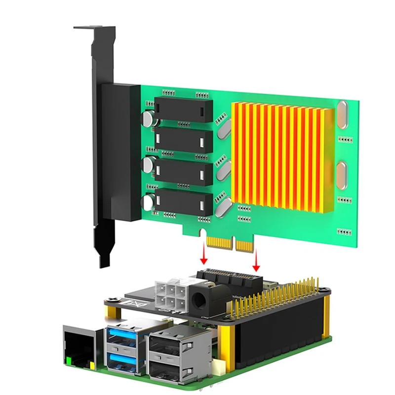 For Raspberry Pi 5 Pcie FFC To Pcie X1 HAT Expansion Board Gen2 Gen3 For Raspberry Pi With 40Pin GPIO Connector