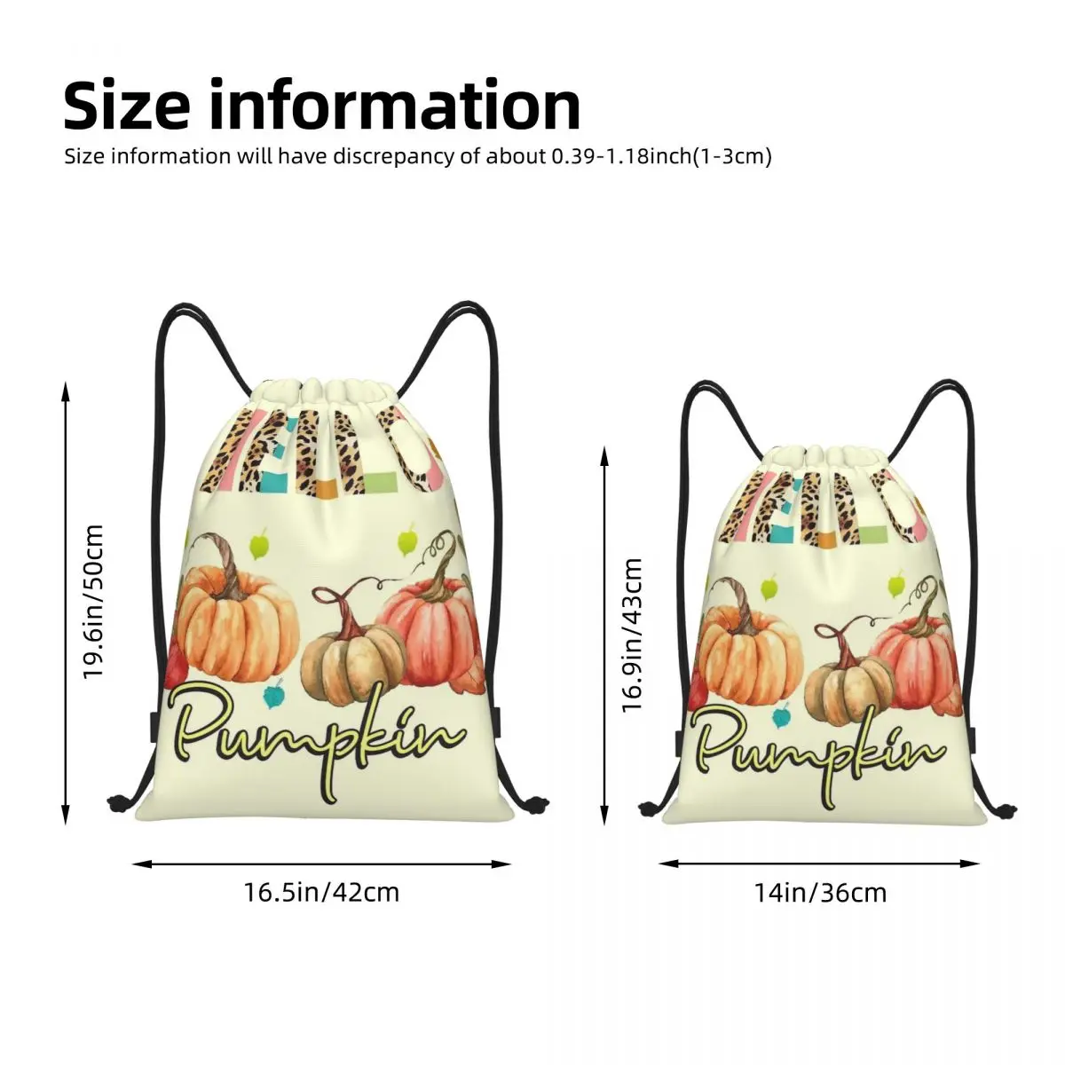 Hello Pumpkin Fall Autumn Season Lovers Drawstring Backpack Sports Gym Sackpack Halloween String Bags for Hiking