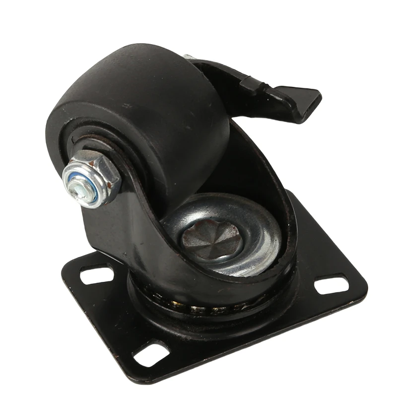 بكرة عجلات دوارة سوداء شديدة التحمل مقاس 1.5 بوصة - عجلة مع فرامل مسطحة وتصميم مثقاب ذهبي أنيق للأثاث والآلات