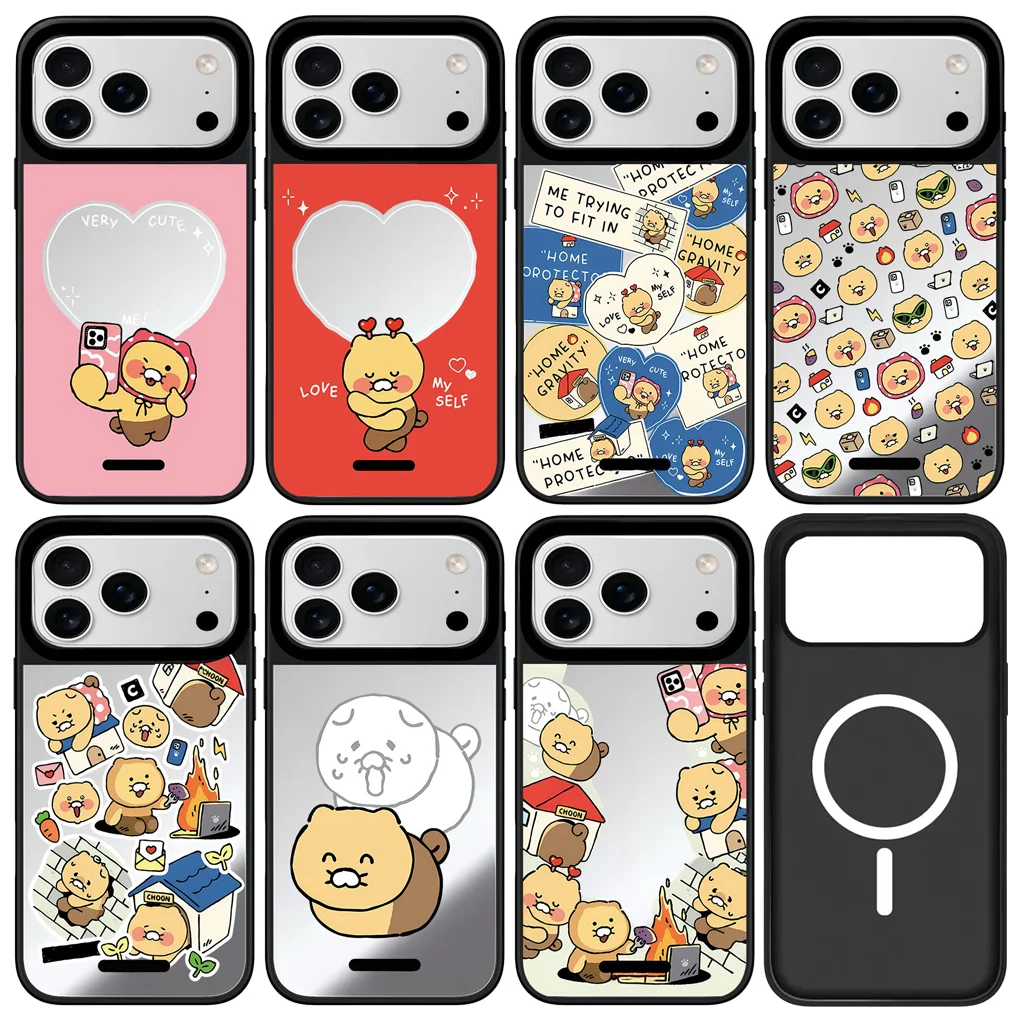 

Cartoon House Mirror Surface Magnetic Protective Case for IPhone 12 13 14 15 16 17 Pro Max