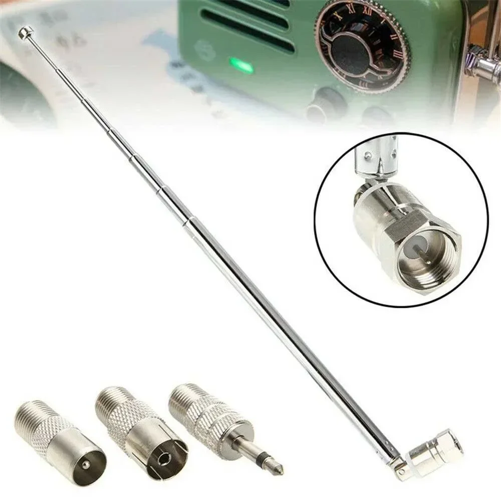 Radio Antenna Telescopic DAB FM Aerial W 3 Adapter HiFi AV Receiver Mini System F-male Connector Radio Accessories