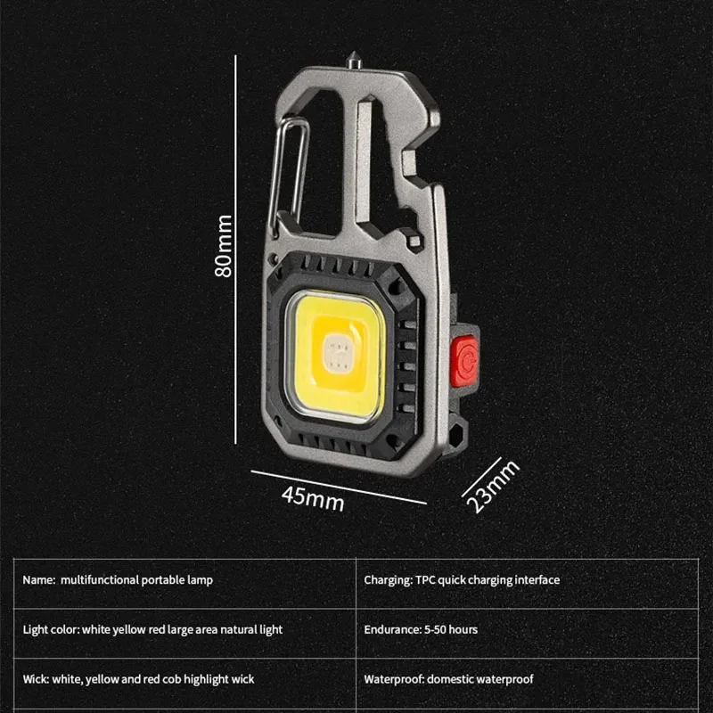 Portable Mini Flashlight Keychain Rechargeable Small LED Keychain with Dot Screwdriver Suitable for Camping and Outdoor Hiking