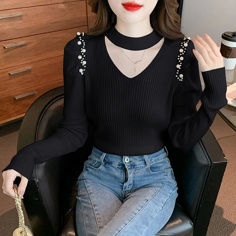 Elegante Koreanische Herbst Winter Pullover Frauen Casual Langarm Koreanische Mode Y2k Kleidung Dünne Gestrickte Tops Damen Pullover