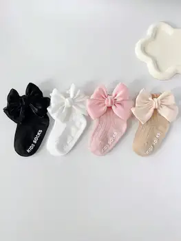 4 Pairs Baby Bow Soft Learning Step Anti Slip Floor Socks,Baby Ankle Socks Suitable for…