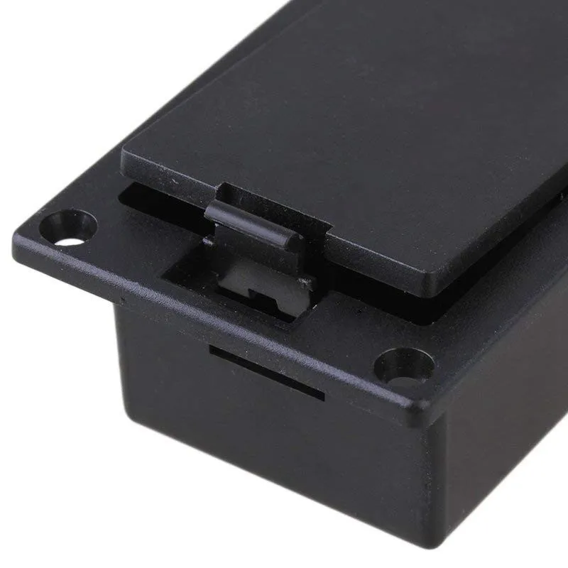AABFK Guitar Bass 9V Battery Holder Compartment Cover Case Black Set of 10