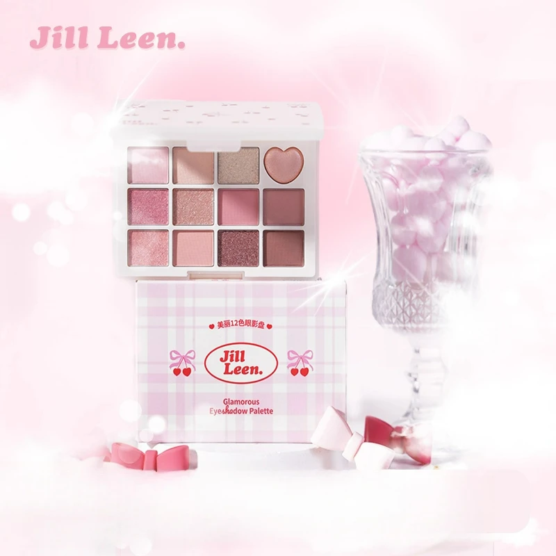 

JILLLEEN 12Color Glamorous Eyeshadow Palette Matte Versatile Pearl Pink Easy To Wear Eyes Makeup