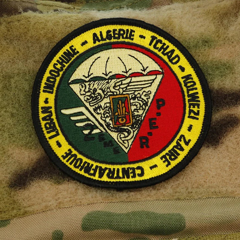 France Foreign Legion Embroidery Patches 2nd Parachute Regiment Walk with Devil Round Badge Honneur Warrior DIY Decoration