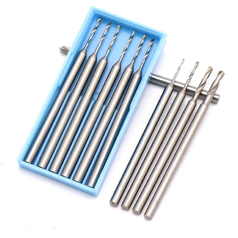 1-6pcs 0.6-2mm Engraving Drill Bit 2.35 Shank Tungsten Steel Drill Ivory Olive Core Carving Drill Needle Engraving Rotatry Tools