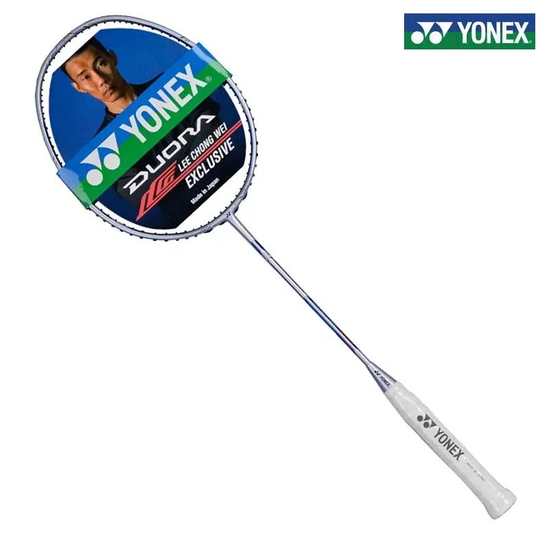 Raqueta de bádminton Yonex DUORA10 Frost Blue, doble hoja, serie 10, juego de bádminton, todo en carbono, libras personalizables con línea