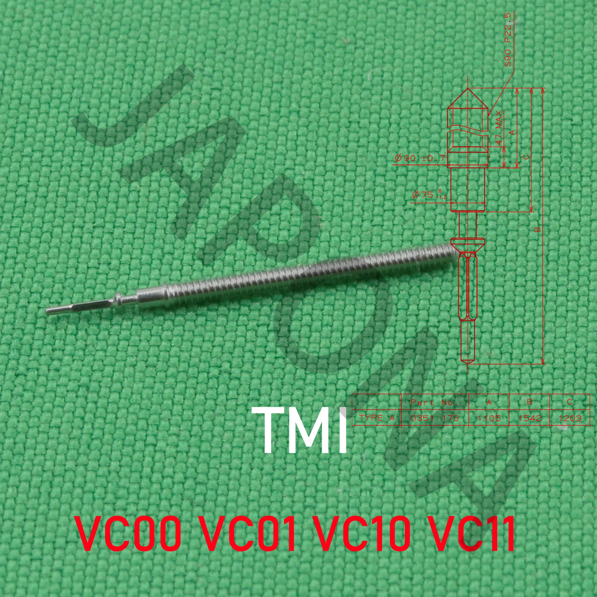 Ajuste de substituição Stem, TMI Stem, série VC, número de peça 0351173, VC00, VC01, VC10, VC11