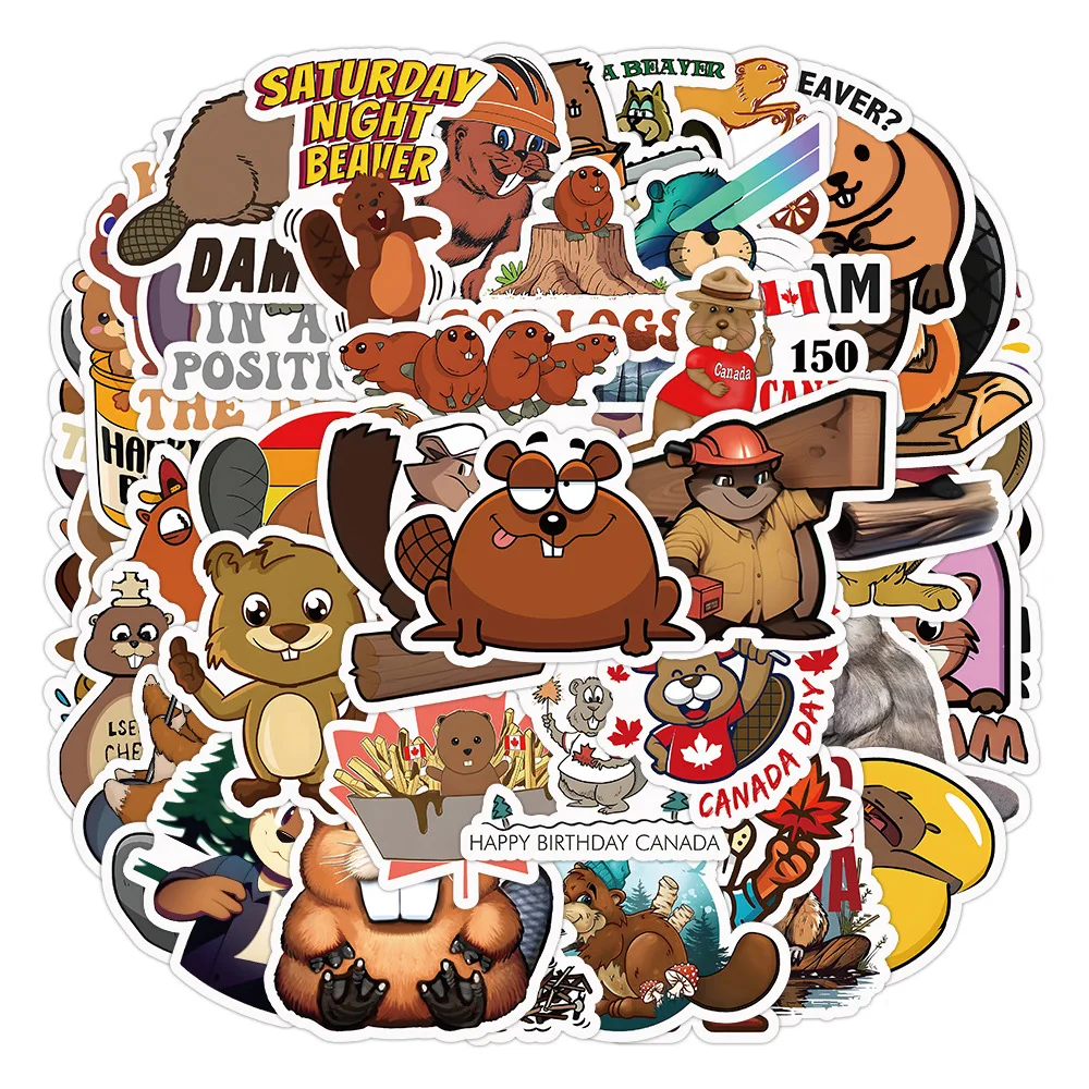 10/52Pcs Cartoon Small Beaver Otter Stickers for Stationery Car DIY Kids Toy Car Reward Sticker Scrapbook Material Craft Supplie