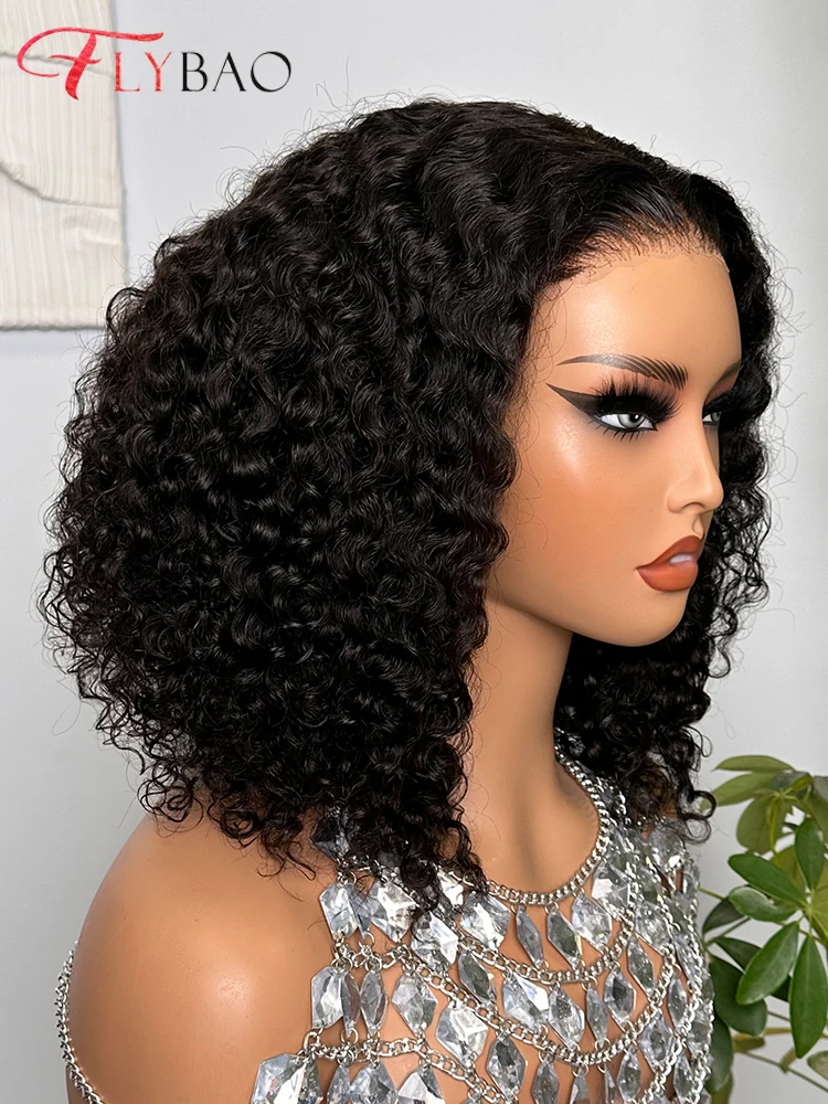 Glueless Curly Wave 6x6 Lace Closure Bob Wig Brazilian Human Hair Lace Wigs Wear and Go Hair Bleached Knots Double Drawn