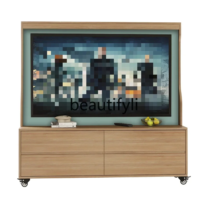

Movable TV bracket, wheelbarrow, floor-to-ceiling display, integrated hanger storage