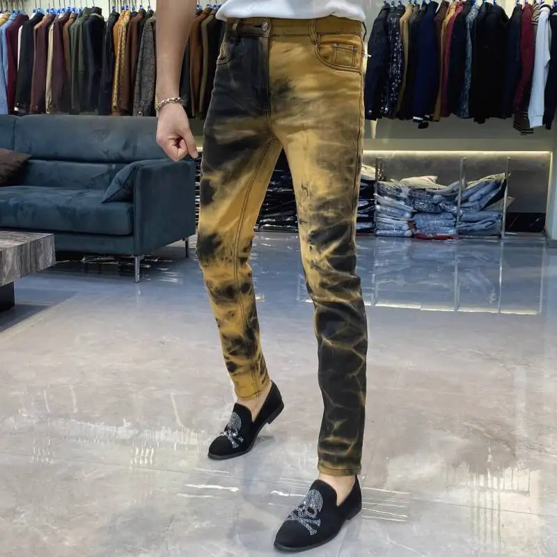 Vintage Print Jeans Hombre Streetwear Mens Jeans Brand Pants Washed Jeans Vaqueros Hombre Trendy Pantalones Vaqueros Hombre 2025