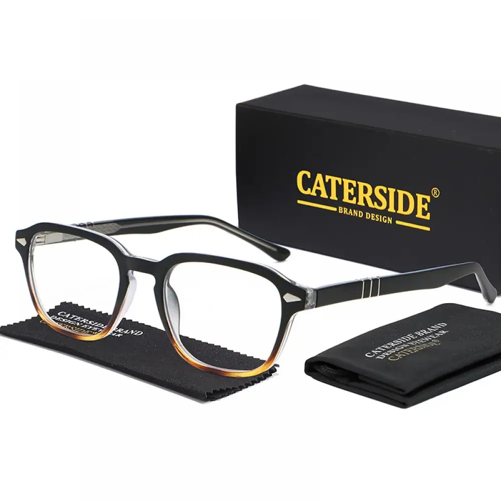 CATERSIDE Klassisches modisches Brillengestell für Herren, hochwertiges PC-Quadrat-Brillengestell, Damen-Outdoor-Business-Dekorationsbrille – Detail 10