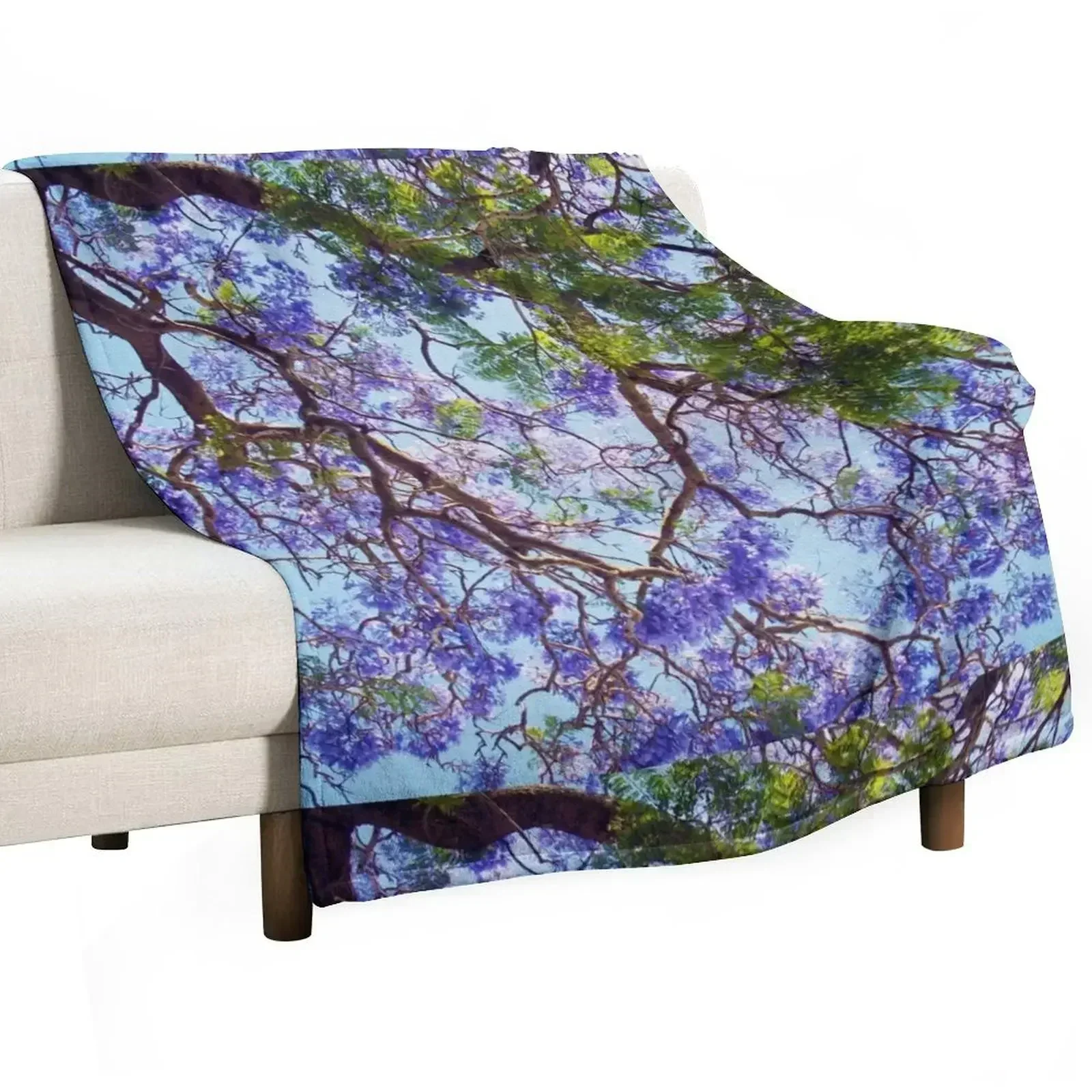 Purple Jacaranda Tree Oil Paint Throw Blanket Blankets Sofas Of Decoration blankets ands Summer Beddings Vintage Blankets