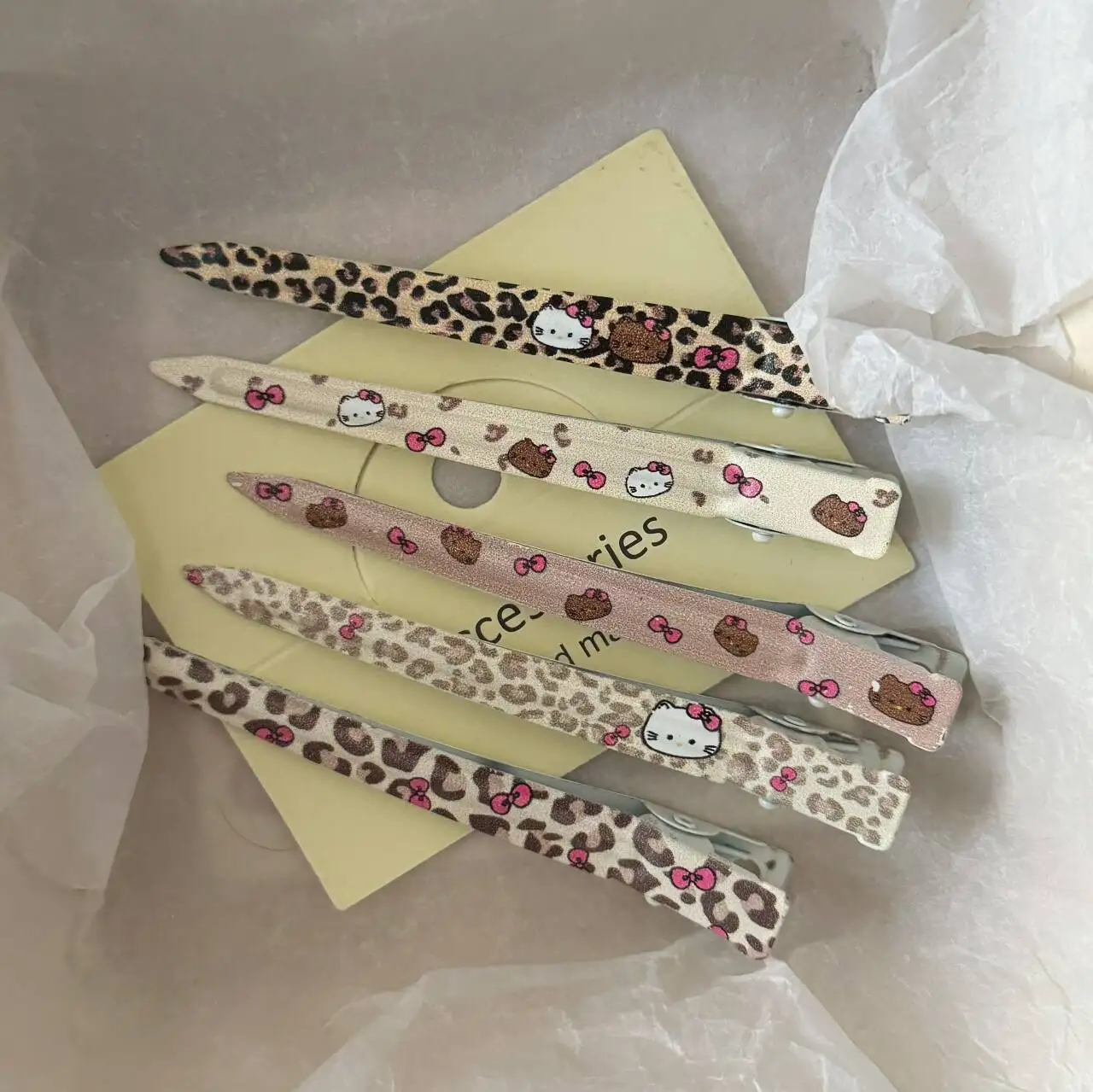 INS Hello Kitty Katzen-Haarspangen-Set Niedliche Leopardenmuster-Haarklammern Schmuck