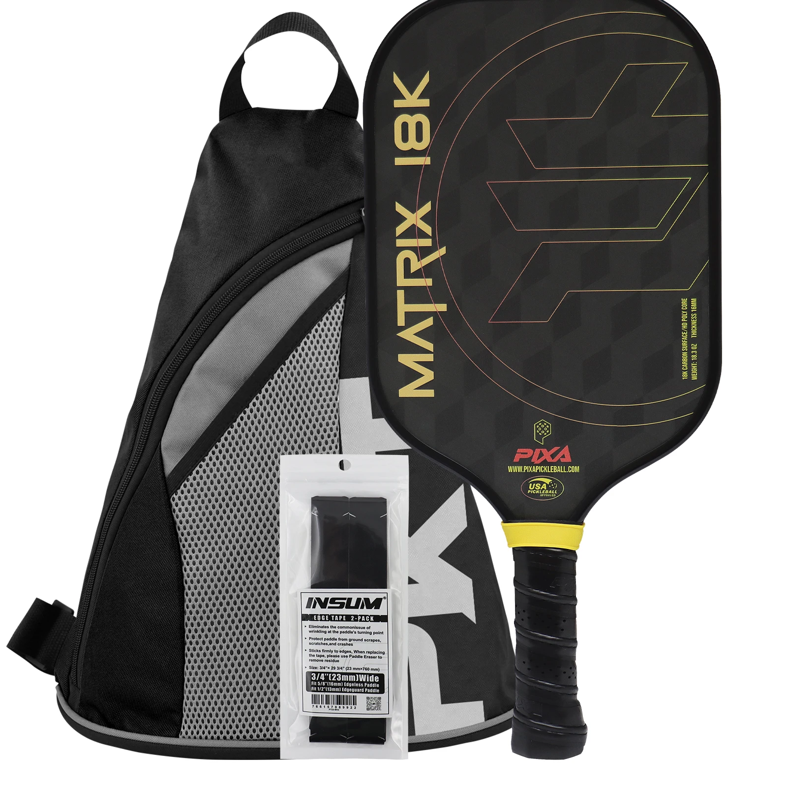 

Набор ракеток для пиклбола с поверхностью из углеродного волокна 18 карат с сумкой-чехлом HD Poly Core для профессионалов, схвалено USAPA