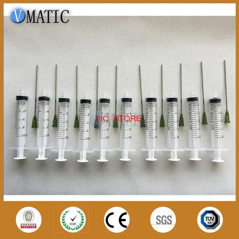 

Бесплатная доставка, нестерилизованные 10 шт., длина 95 мм, дозирующая игла 14 г + пластиковый шприц 10 куб.см/мл