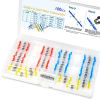 100Pcs Solder Seal Wire Connectors, Heat Shrink Butt Connectors, Waterproof and Insulated Electrical Wire Terminals, Butt Splice