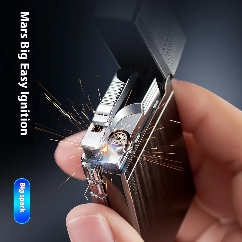 

Hot Sale Side Slip Grinding Wheel Direct Charge Gas Lighter High-End Business Windproof Lighter Men's Gift