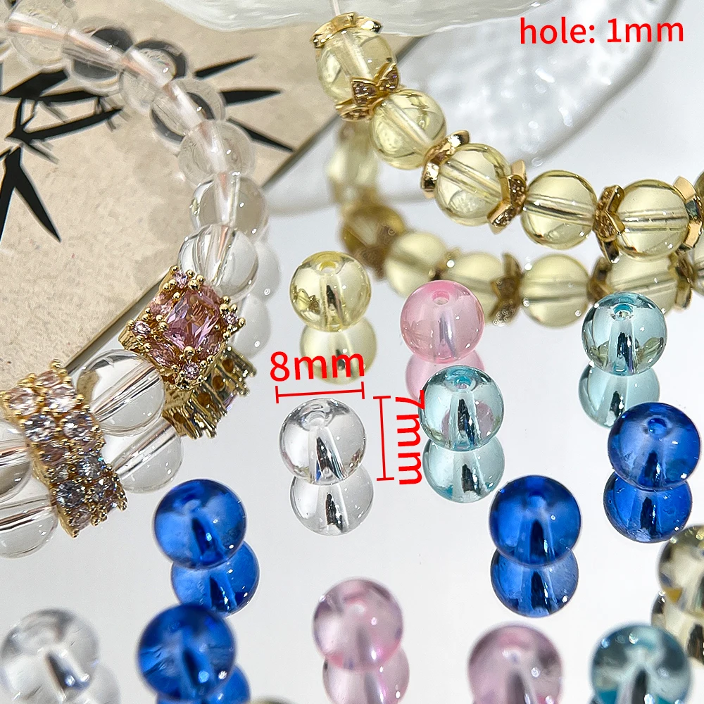 50/100pcs Transparent Glass Round Beads Scattered Bead For DIY Bracelet Jewelry Making Accessories Material Simple And Versatile