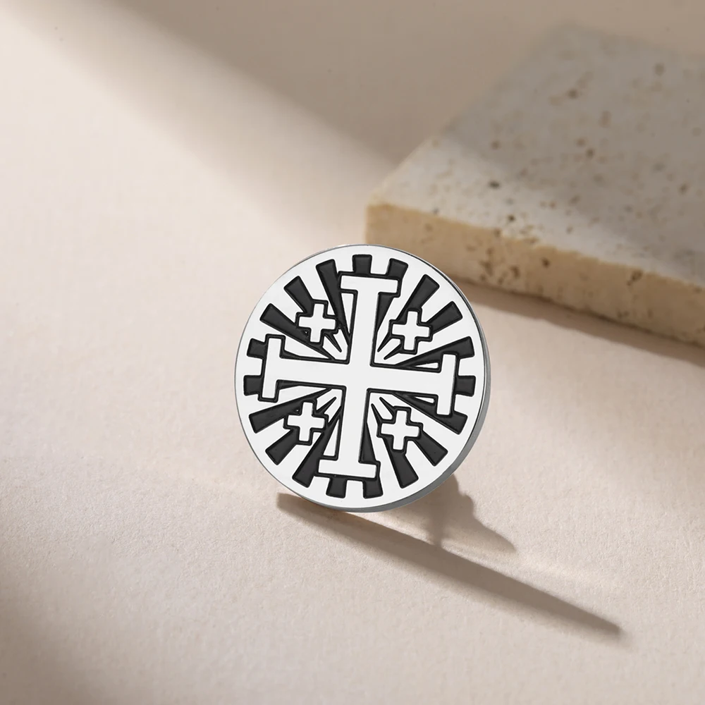 Dawapara Jerusalem Kreuz Brosche Pins Religiöses Gebet Glaube Griechisch-orthodoxer Schmuck Schutz Amulett Edelstahl Zubehör – Detail 13