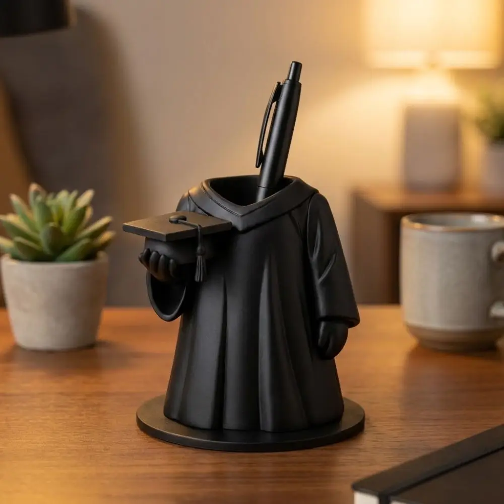 3D Printing Graduation Gown Pen Holder Plastic Non-Slip Base Pencil Storage Box Unique Large Capacity Office Stationery Storage