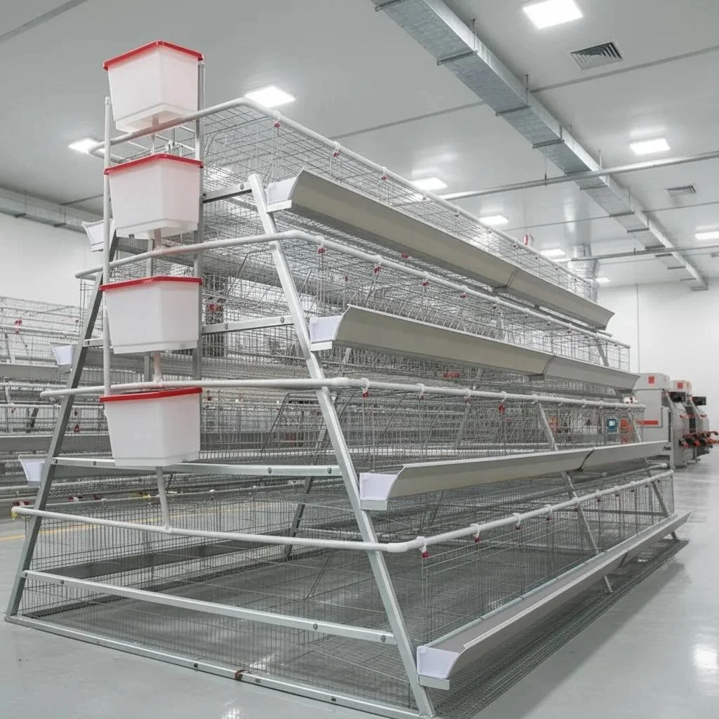 Chicken Cages, Automatic Poultry Equipment, Layer Cage System, Durable, 120 Birds Capacity, Efficient Farm Supplies